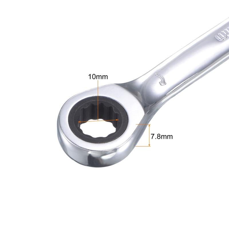 sourcing map 10mm Stubby Ratcheting Combination Wrench Metric 72 Teeth