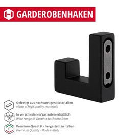 Gedotec Coat Hook Matt Black | Alpin | Vintage Coat Hook Square | 1 Piece | Hanging Hook for Bathroom | Design Wall Hooks Antique | Coat Hook Including Mounting Material | Jacket Holder Wall