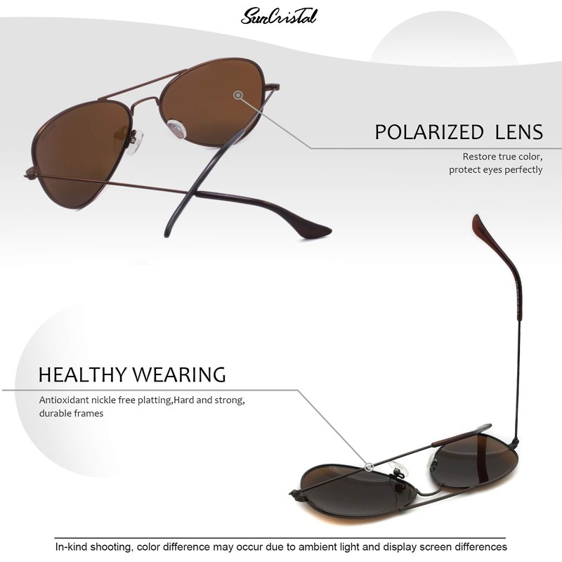 Metal Aviator Small Face Men Women Teens UV400 Polarised Sunglasses