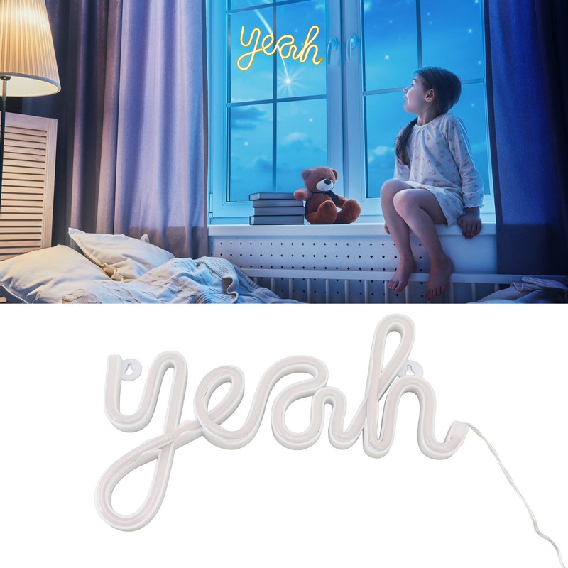 LED Neon Sign Yeah Shape Wall Decor Neon Night Light