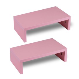 HAZCOVE Dual Pink Monitor Stand, Cute Monitor Stand, Computer Monitor Stand Riser for 2 Monitors/Laptop/PC Pink Computer Stand Wood for Desktop (1-Tier Pink)