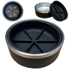 Modern Slow Feeder Pet Bowl, 4 Cups, Double Wall Stainless Steel, Removable Insert for Easy Cleaning, 100% BPA Free, Black