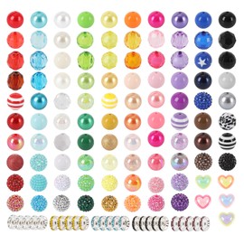 320Pcs Beaded Pen Supplies Include 200PCS 20mm Beads for Pens with 120Pcs Rondelle Spacer Beads, Bubblegum Beads Crystal Beads for Pens Making Beads for Beadable Pens Supplies Keychains DIY Craft