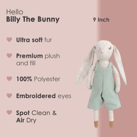 MON AMI Billy The Bunny Stuffed Doll - 9", Soft & Cuddly Plush Animal Doll, Use as Toy or Room Décor, Great Gift for Kids of All Ages