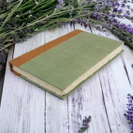 Kathmandu Valley Co. Nepali Namaste Writing & Prayer Journal with Handmade Vintage Lokta Paper & Vegetable-Dyed Hardcover, Made in the Himalayas of Nepal, 6x9 inches, Sage