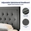 Allewie Queen Size Button Tufted/Fabric Upholstered Bed Frame with Adjustable