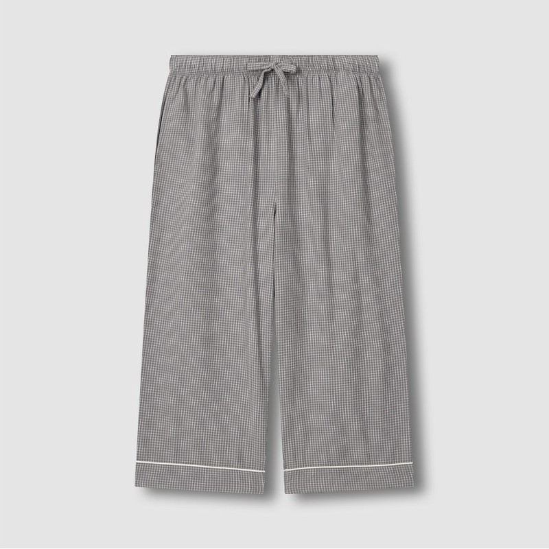 JAJU [JAJU] Men's Cotton Rayon Seersucker 7/8 Pajama Set_Light Gray