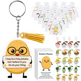 Emotional Support Keychain Bulk with Tassel: 20 Pcs Inspirational Positive Keychain Bulk with Tassel Acrylic Keychain Vegetable Fruit Animals Keychain Appreciation Gifts for Students Teacher Coworkers