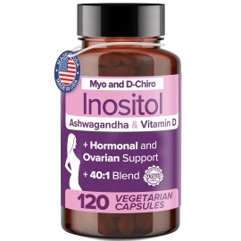 Myo-Inositol Supplement for PCOS with Ashwagandha and Vitamin D - 120 Capsules