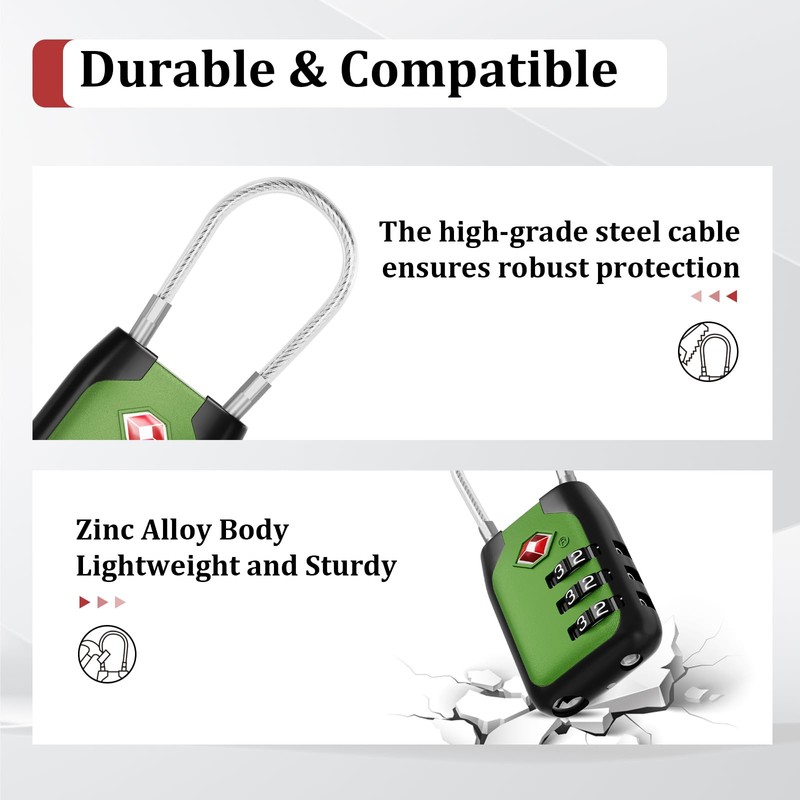Joyway TSA Approved Luggage Lock, 3 Digit Combination Cable Lock