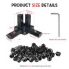12pcs Black 3 Way End Corner Angle Connector with Screws