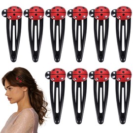 10Pcs Ladybug Hair Clips for Girls, 2 Inch Cute Snap Hair Barrettes for Toddler Girls and Women, Water Drop Non Slip Hairs Accessories for Kids Teens, Toddlers