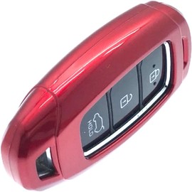 Nordecco Gloss Key Case Fits Hyundai I30 Elantra Sedan Kona 2018 Accent Santa Fe Azera Avante CN7 Palisade Keyless Remote 3/4/5 Buttons (Red)