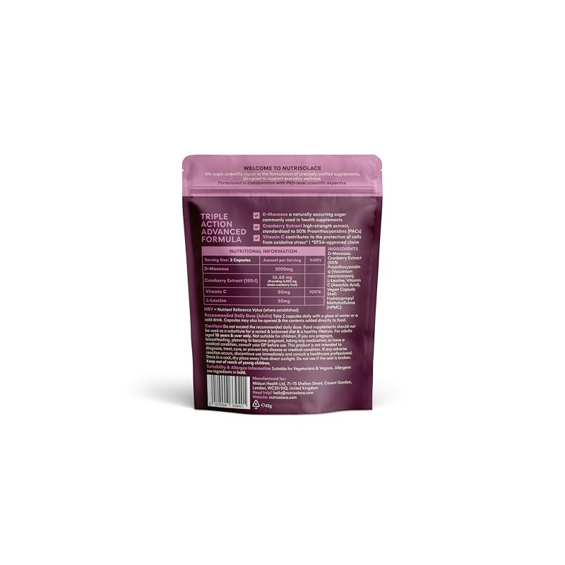 D Mannose and Cranberry Capsules 1000mg | UTI & Cystitis
