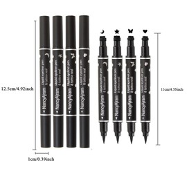 4Pcs Eyeliner Stamp Set, Double-headed Black Liquid Eyeliner Stamp, Waterproof Long Lasting Black Eyeliner Pencil, for Beginners and Eye Make-Up Lovers