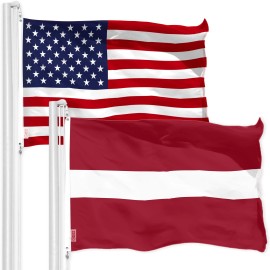 UD_G128 Combo Pack: American USA Flag 3x5 Ft & Latvia Flag 3x5 Ft, Both Printed 150D Polyester, Indoor/Outdoor, Brass Grommets
