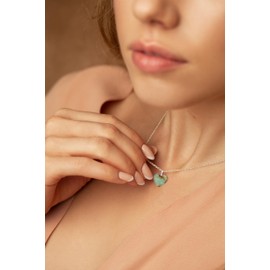 COAI Crystal Necklace with Peruvian Turquoise Pendant for Women, Stone, Peruvian Turquoise