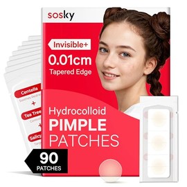 Sosky Pimple Patches for Face, Hydrocolloid Acne Patches, Zit Sticker for Face and Skin 90 Count 10mm