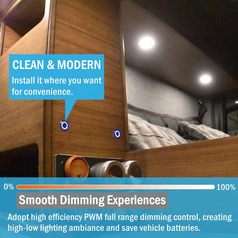 Obeaming 12V LED Light Dimmer, Stainless 12 Volt PWM Dimmer