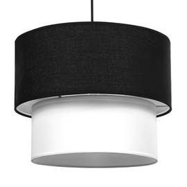 Giggi 2-Tier Fabric Lamp Shade, 30cm Easy-Fit Ceiling Light Shade, Non-Electrical Pendant Lampshades for Ceiling Lights, Table Lamps, Floor Lamps, Living Room, Bedroom (Black & White)
