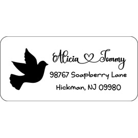 Atelier Elegance Custom Address Labels, Any Name, Any Address, Dove, Heart