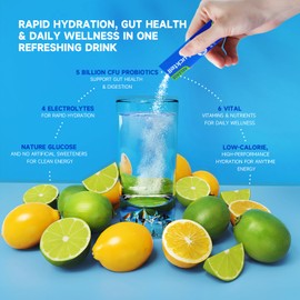 LuckTell LuckTell Electrolyte Powder Packets ?C Lemon Flavor Electrolyte Drink Mix with 3 Minerals, 6 Vitamins & 5 Billion CFU Probiotics ?C Hydration Packets, Non-GMO, No Artificial Sweeteners
