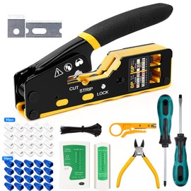 Jadeshay - 157pcs RJ45 Crimp Herramientas Kit, Cortador de Alambre Ethernet Crimper de Red Herramienta de Aleta de Desmontaje Multifunción del Mango E