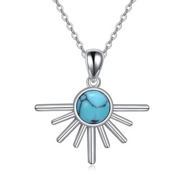 KQF Turquoise Necklace for Women Sterling Silver Sun Necklace Turquoise Jewellery Gifts for Women Girls