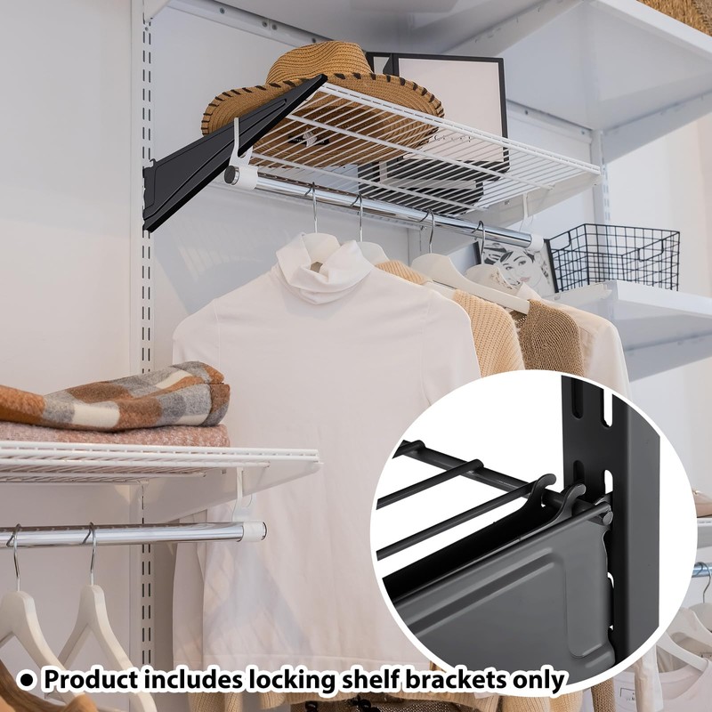 Wonderjune 6 Pcs Adjustable Locking Shelf Bracket 16 Inch Shelf