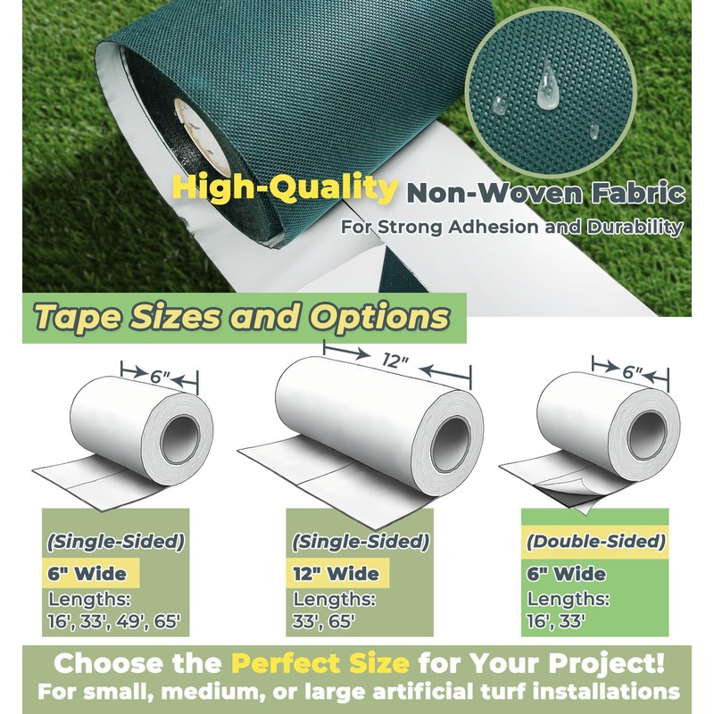 Linghou Self-Adhesive Artificial Grass Seam Tape, Weatherproof Turf Joint Tape