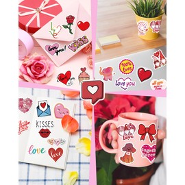 Valentines Day Stickers, Heart Stickers for Water Bottles Cards Gift Boxes Party Favors, Valentines Gifts for Kids Classroom, Waterproof Vinyl Love Sticker for Kids Teens Girls