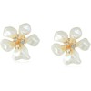 Kenneth Jay Lane Flower Clip-On Earrings (White Pearl)