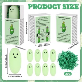 Haiabei 12 Sets Emotional Support Pickle Gifts Cute Stress Relief Squeeze Cucumbers with Raffia Card Boxes Bulk Positive Pickle Appreciation Gifts for Employee Team Coworker Teacher