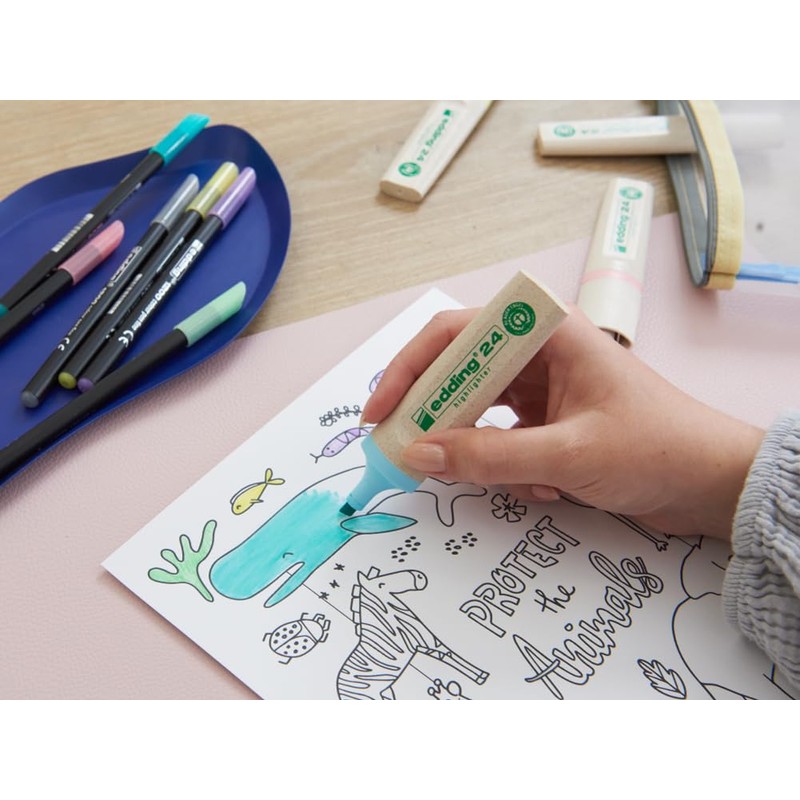 edding 24 EcoLine Highlighters, Pastel Purple, 10 Highlighters, Chiseling Tip