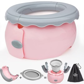 BlueSnail Travel Potty for Toddlers, Portable Car Potty with Storage Bag (Pink)