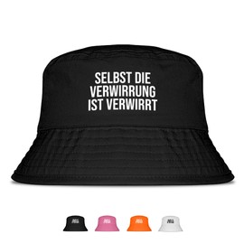 Even the Confusion Is Confused - Funny Bucket Hat - The Perfect Sun Hat for Men & Women - Ideal as a Malle Outfit, Party Accessory & Festival Bucket Hat for the Beach, black, Unit size
