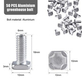 50 Sets Aluminium Greenhouse Nuts and Bolts for Building and Repairing Greenhouse