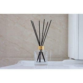 Royal Saphire Square Glass Diffuser Bottles with Gold Caps-3.7" High, Home Fragrance Accessories Use for DIY Replacement Reed Diffuser Set of 4