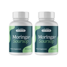 Santo Remedio Moringa and Soursop, Dietary Supplement, Supports Overall Health and The Immune System, 2 Bottles of 60 Capsules, 60 Servings, Gluten-Free, Non-GMO, No Added Sugar.