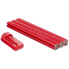 Werkzeyt Zimmermannsbleistift-Set 7-teilig-6 Bleistifte & 1 Anspitzer-175 mm Länge-Ovale Form-Mittlere Härte-Ideal zum Anzeichnen & Markieren/Markierungswerkzeug/Baubleistift / B26327