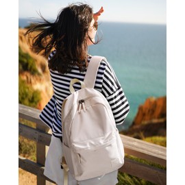 HOMIEE Lightweight Casual Laptop Backpack Fits 15.6 Inch Computer, Water-Resistant Daypack Unisex Bookbag for College Work Travel, Beige