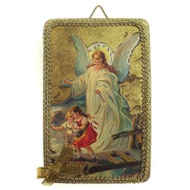 Holyart Wooden Guardian Angel Plaque Wall Picture Living Room