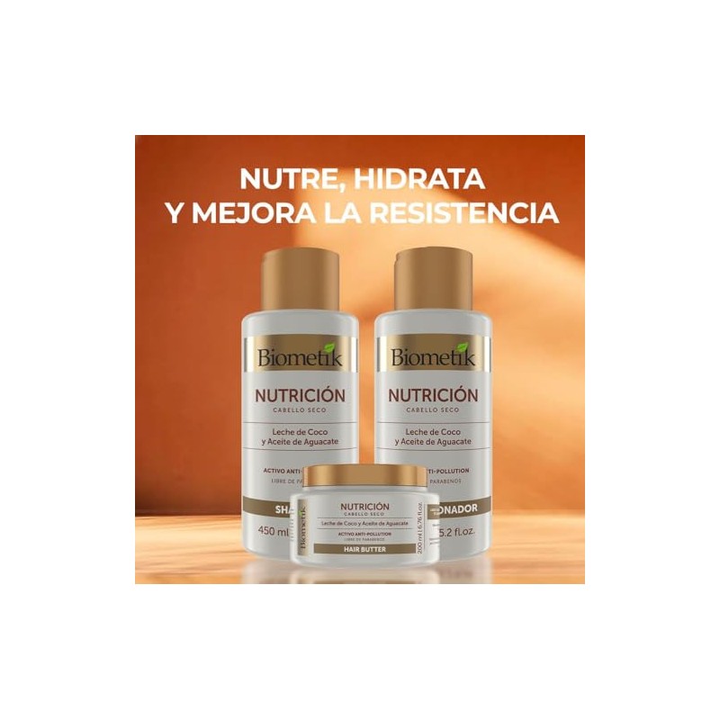 Biometik Nutrición, Shampoo para Cabello Seco y Opaco, Mayor Elasticidad