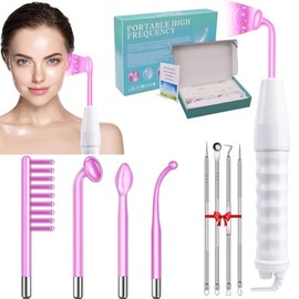 Alta Frecuencia Facial, Radiofrecuencia Facial Corporal, 4 Varitas de Neón | Estiramiento de la Piel, Reducción de Arrugas, Ojeras, Imperfecciones, Aparato Alta Frecuencia Portátil en Casa