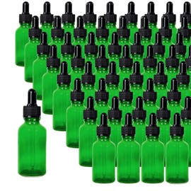 Easeen 48 Pack 2oz Glass Dropper Bottles, Green Eye Dropper Bottles with Glass Droppers for Essential Oils, Perfumes(60ml, Green)