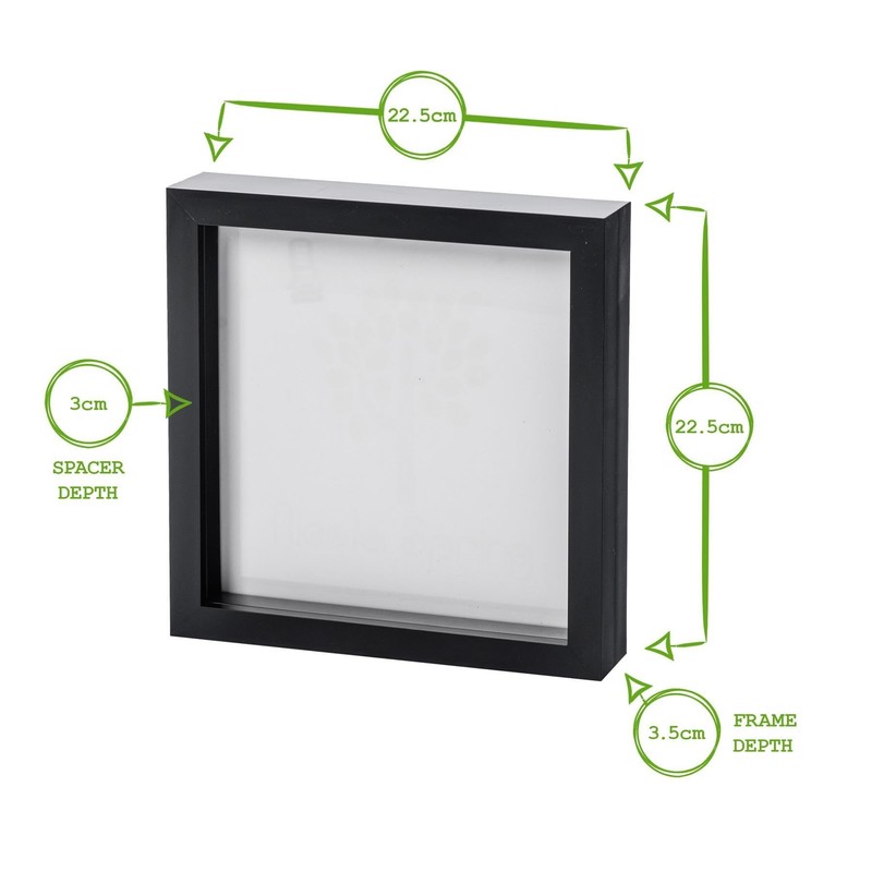Nicola Spring Picture Box Frame - Black - 8x8" (20x20cm)