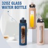 Kodrine 32 oz Glass Water Bottle with Straw and Carry