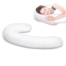 Pillowcase Compatible with J Shape Contourr Swan Body Pillow Original and Cool XL Sizes, Breathable and Soft Fabric, White, 1 Pack