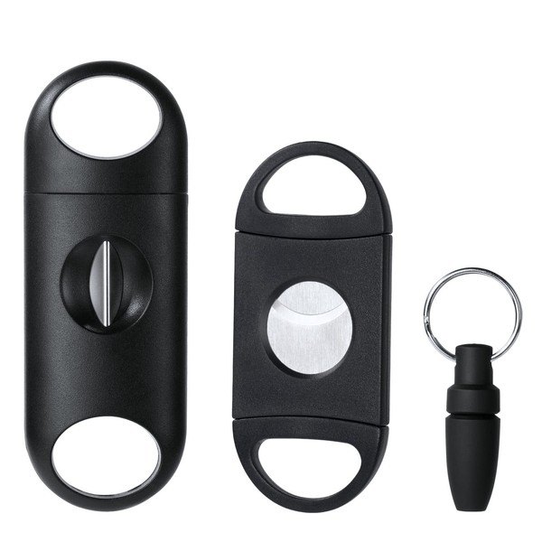 Vicloon Cigar Cutter, Cigar Cutter Scissors Double Guillotine Stainless Steel Black (3 Pieces)