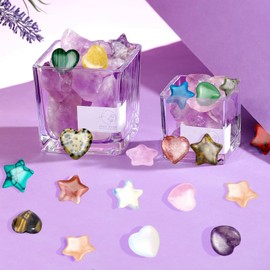 Stern und Herz Edelsteine für Kinder 20 Stück Heilsteine, Rosenquarz Heilsteine Kristalle Set, Glücksbringer Herz Stein Kristalle, Glückssteine for Reiki Healing,Kleine Geschenke for Her